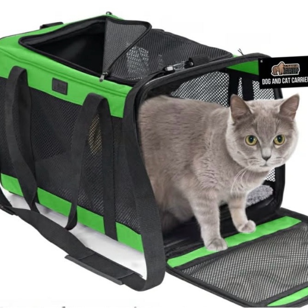 Green and Black Cat Travel Carrier